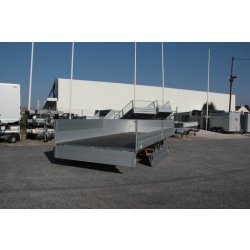 Remorque plateau - Humbaur HT 256124 - 2 essieux, roues dessous, ridelles alu
