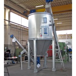 Silos de stockage plastique moulu - Tecnofer - capacité 7 à 12 m³ avec vis d'extraction et dosage variable