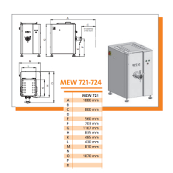 Hachoir à viande industriel MADO MEW 721 - mélangeur avec trémie 70L - Unger B98 ou Enterprise 32