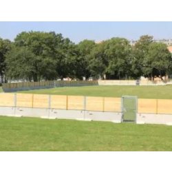Clôture de chantier avec cadre métallique galvanisé et lames en bois horizontal - KLOSTAB