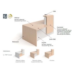 Banque d'accueil 50-50 - PMR - 180 cm - Fabrication française - Garantie 5 ans