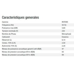 Groupe électrogène HX 6000 TB UK C5 - Kohler - Gamme INTENS - Puissance max 5,60 kW - 230 V - 50 Hz
