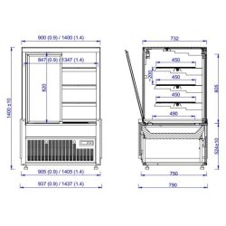 Vitrine réfrigérée 4 faces vitrées 1.0 NERO 7486.0090 Combisteel