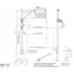 Potence de levage - Haacon France - charge admissible 360 kg - réglage de la flèche 800 à 1500 mm - version zinguée ou inox