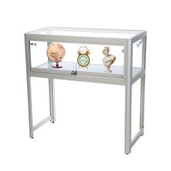 Vitrine d'exposition table /comptoir Aluminium Gris Alu led Réf : 2228412