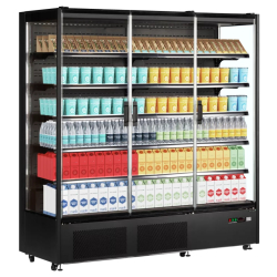 Vitrine réfrigérée murale libre-service en 3 portes avec joues vitrées