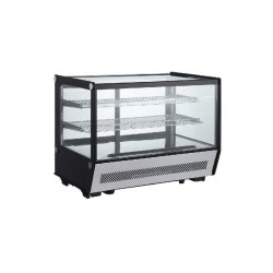 Vitrine réfrigérée panoramique en inox - vitrage rectangulaire - 120 L - Refroidissement ventilé - Réf. RTW120B5