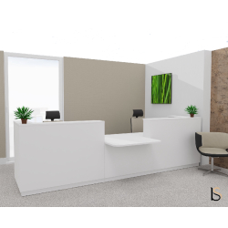 Bureau d'accueil Delta Plus pour 2, accès PMR - Mobel Linea - Blanc, 304, Acacia foncé, Banque d'accueil sans réhausses