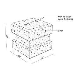 Bloc de sécurité personnalisable pour événements - BLOCDEF 900 - 1500 kg - 900x900x900 mm