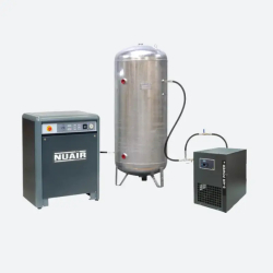 Compresseur à piston insonorisé 5,5CV 400V avec réservoir galva 500l et sécheur frigorifique