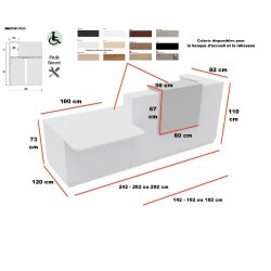 Banque d'accueil Delta Plus avec PMR et réhausse - Mobel Linea - 242, Blanc mat, Droite, Noir, Non