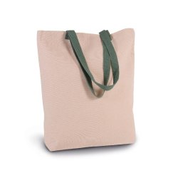 Sac shopping à soufflet en toile de coton avec poignées contrastées - 12 coloris - Réf: KI0278 - Marque Kimood