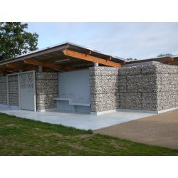 Mur de clôture - Gabion STONEBOX® avec panneau en U et remplissage en pierre granulométrie 80/150 mm