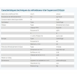Rafraîchisseur d'air adiabatique ERP - Supercool EXS220 avec moteur HushPower silencieux