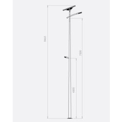 Lampadaire urbain solaire - Smartlight 6 CF / 8 CF - LED - Acier galvanisé thermolaqué - 60W / 80W - Made in France
