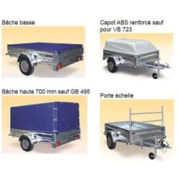 Remorque légère à caisse basculante - PTC 500 kg - ECIM - Modèle GB 495 avec châssis galvanisé et plancher bois