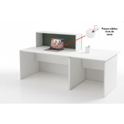 Bureau d'accueil Pano avec partie PMR - Ofitres - 160, Blanc, Blanc brillant