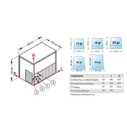 Machine à glaçons pleins 155 kg/24h modulaire condenseur air Brema