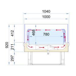 Bac réfrigéré panoramique FRESHVIEW 1m50 - froid positif, ventilé, sans couvercle, 1500 mm x 1040 mm x 920 mm
