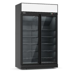 Réfrigérateur 2 portes en verre noir ins-1000r bl l1253 7455.2405 COMBISTEEL