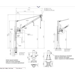 Potence de levage - Haacon France - version zinguée ou inox - charge 250 kg - flèche réglable 1400-2000 mm