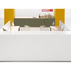 Banque d'accueil droite fonctionnelle et modulaire en bois - SHELTER - Design contemporain et personnalisable