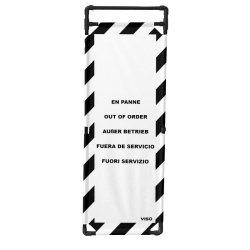 Barrière d'intervention 1 panneau PVC ou Inox 304 - H. 1 000 ou 1 800 mm, polyester velcro - rayé Noir / Blanc (En panne) / 1800 / PVC