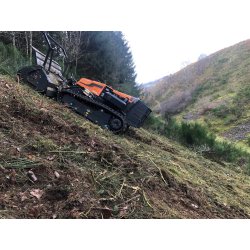 Robot debroussailleur à chenilles - équipé d'un broyeur forestier - Pour forte pente ou accès difficile