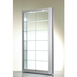 Vitrine design l 1186 p 250 h 2000 mm avec eclairage led et 5 etageres reglables