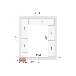 Chambre froide négative CRNF2124 Blanc 2100 x 2400 x 2200 mm TEFCOLD