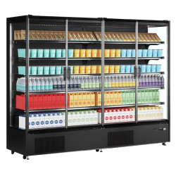 Vitrine réfrigérée murale libre-service en 4 portes avec joues vitrées