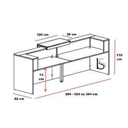 Comptoir d'accueil lumineux 2 personnes Delta Plus - Mobel Linea - Blanc, 284, Non