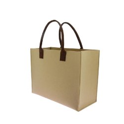 Sac feutrine beige 2 anses textile marron 42x20x33 cm - par 30