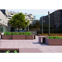 Jardinière Espace en béton avec banc intégré - Blanc / Gris / Ocre / Finition petra 1