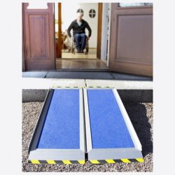Rampe pliable grande visibilité TE-2545-1 - Aluminium anti-glisse - 350 kg - Longueur 52 à 200 cm