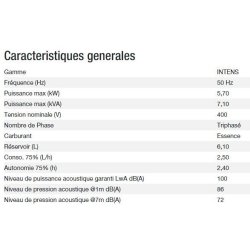 Power HXC 7500 T C5 - Groupe électrogène INTENS Kohler - Puissance max 5,70 kW - 50 Hz