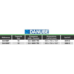 Laveuses essoreuses professionnelles 10 kg - Danube - Vidange par pompe et essorage 1200 tr/min