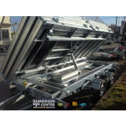 Benne Lider - PTAC 3500 Kg - 2 essieux freinés - Pompe électrique et manuelle - 400 x 190 x H35 cm - Référence 39614PE