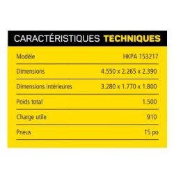 Hkpa 153217 - Remorque fourgon Humbaur - 4.55 m - tout polyester, charge utile 910 kg
