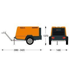 Compresseur mobile de chantier KAESER M59A1 - 5500 l/min - Moteur Diesel HATZ - 42 kW - 6 à 10.8 bar