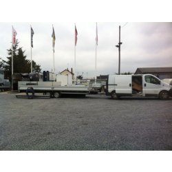 Remorque plateau Humbaur HN 256225 GR - 2 essieux, roues surbaissées, ridelles alu, 6220x2470 mm