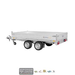 Remorque Benne SARIS - K1356 - 356 x 170 cm - PTAC : 2700 kg - 2 Essieux - Freinée - Neuve - Idéale pour Bricolage, Jardinage, et Transport de Matériaux Lourds