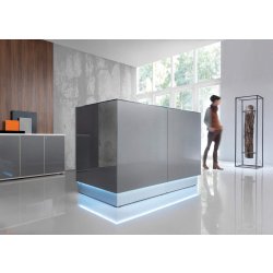 Banque d'accueil ligna en verre laque, design