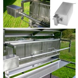 Tournebroche bois l1400 avec toit, grand et robuste, capacité jusqu'à 60 kg de viande - réf. Touma10