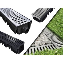 Kit caniveau - drainage efficace pour garage, terrasse et piscine - plastique renforcé haute qualité