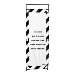 Barrière d'intervention 1 panneau PVC ou Inox 304 - H. 1 000 ou 1 800 mm, polyester velcro - rayé Noir / Blanc (En panne) / 1800 / INOX 304