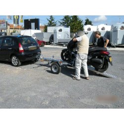 Remorque porte moto la plus compact sur 1 rail avec une rampe de chargement acier galva - erde pm 310 1r