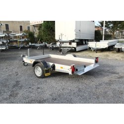 Remorque de qualité hors norme dotée d'un système hydraulique qui se pose au sol pour le transport d'une petite monoplace, une grosse moto - humbaur - hkt 4089 132515s