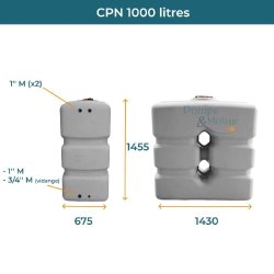 Cuve 1000l Aérienne De Récupération D'eau - Réservoir Compact Gris - Elbi Cpn1000