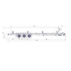 7m80-2m20 - 3x1800 kg - 3500 kg - VLEMMIX - Remorque Porte-Bateau